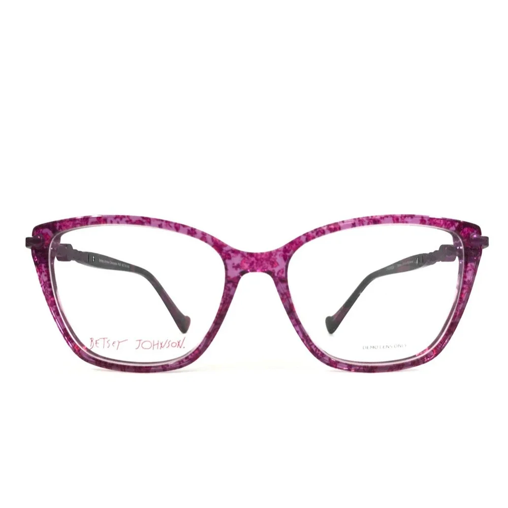 Betsey Johnson Eyeglasses Frames Debutante PUR Purple Cat Eye Floral 54-16-140